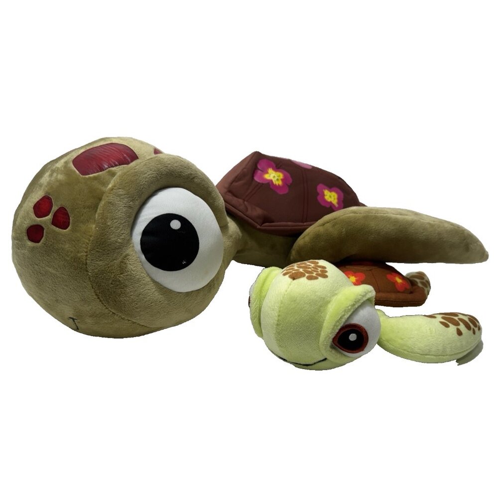 Disney Finding Nemo Squirt Turtle Plush Stuffed Animal Toy Lot of 2 - 20" & 9"